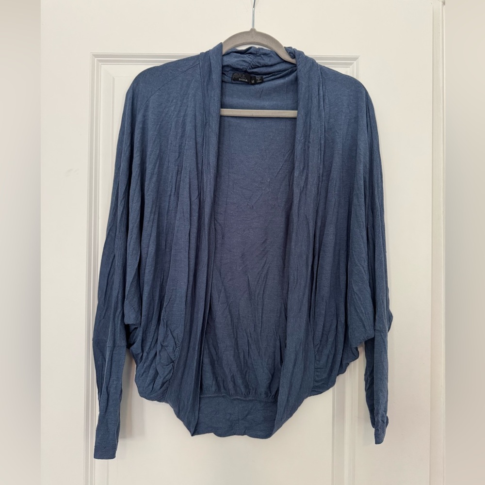 Prana Lightweight Open Front Shrug Sweater Cardigan Blue Size Medium